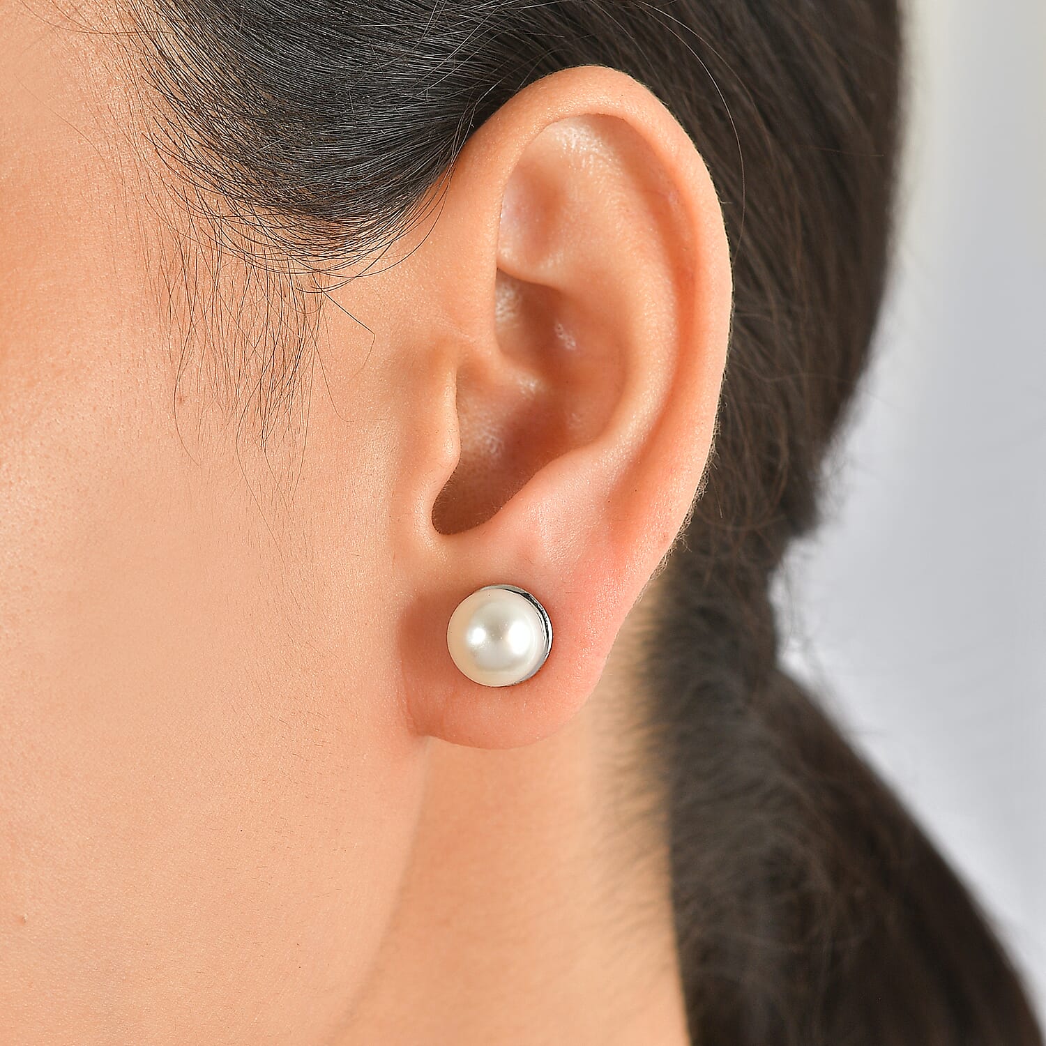 EverTrue Freshwater Pearl Stud Earrings in Stainless Steel