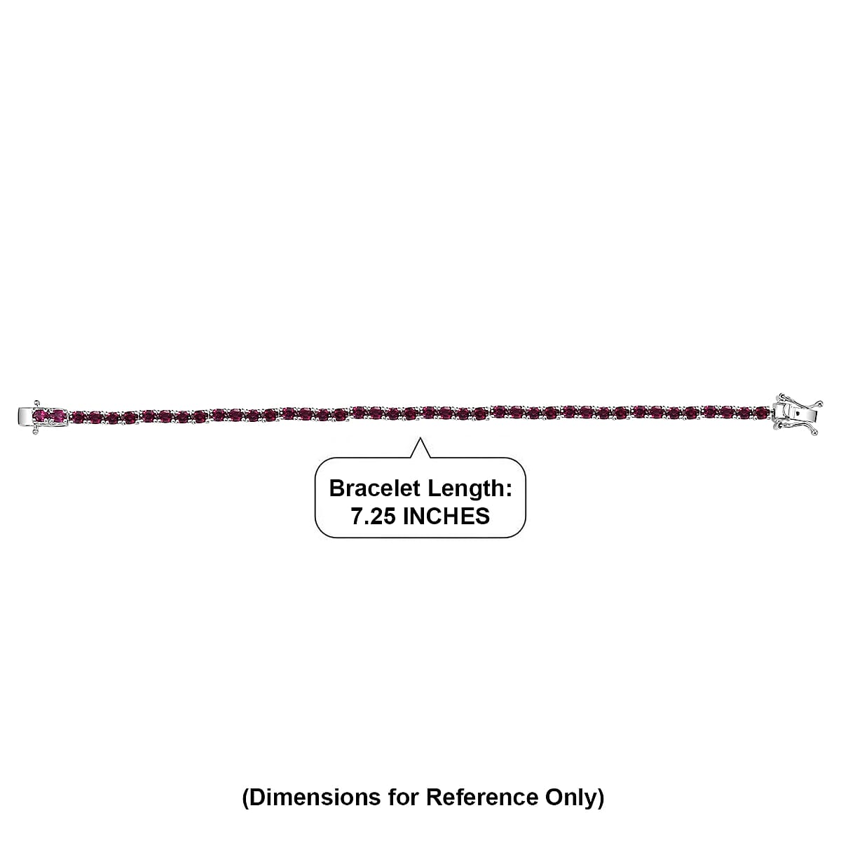 EverTrue Orissa Rhodolite Garnet 11.30 ctw Timeless Tennis Bracelet in Platinum Bond (8.00 In) image number 4