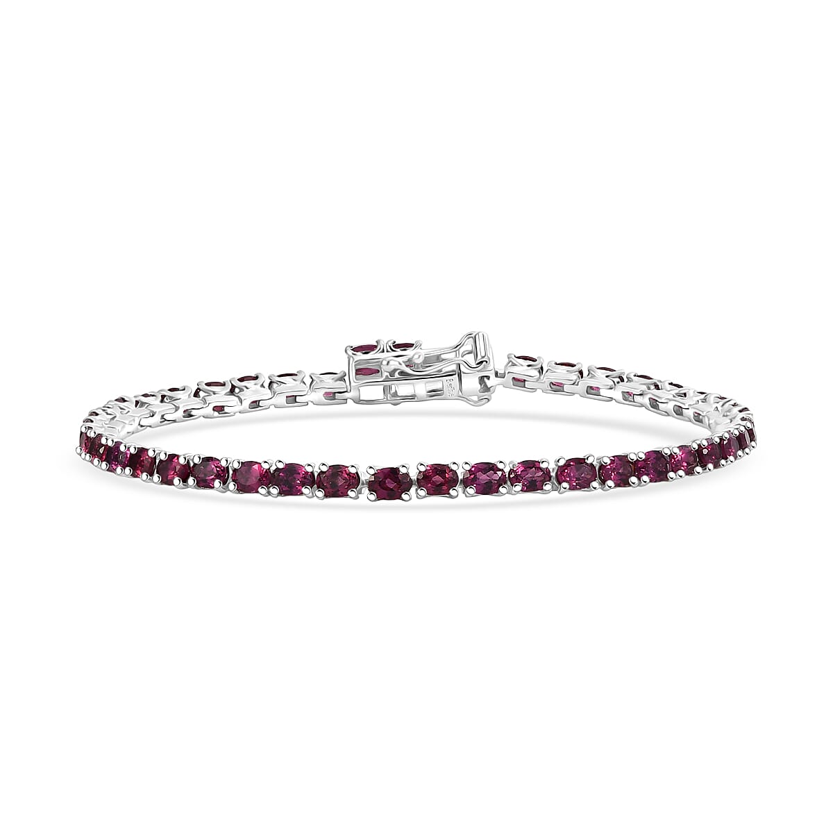 EverTrue Orissa Rhodolite Garnet Timeless Tennis Bracelet in Platinum Bond (8.00 In) 8.10 ctw