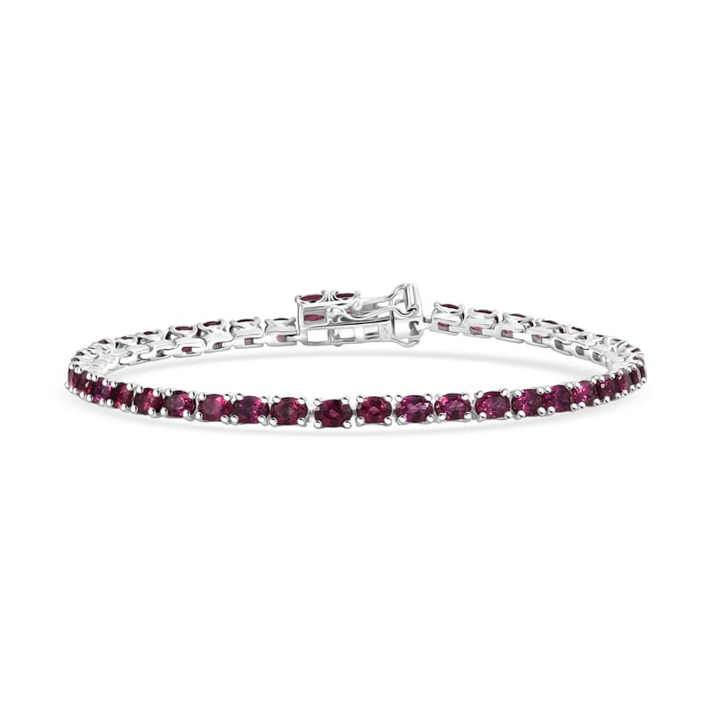 EverTrue Orissa Rhodolite Garnet 7.50 ctw Timeless Tennis Bracelet in Platinum Bond (7.25 In)