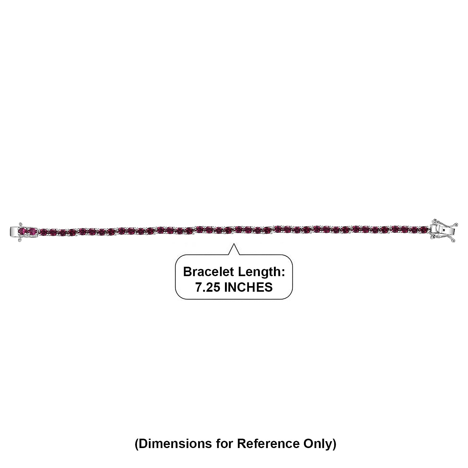 EverTrue Orissa Rhodolite Garnet 7.50 ctw Timeless Tennis Bracelet in Platinum Bond (7.25 In)