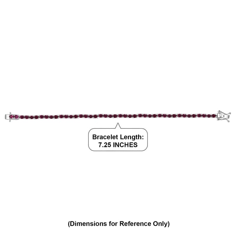EverTrue Orissa Rhodolite Garnet 7.50 ctw Timeless Tennis Bracelet in Platinum Bond (7.25 In)