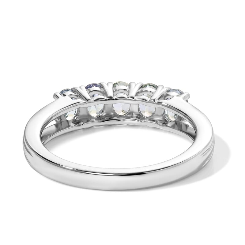 D'Joy Peacock Tanzanite 1.00 ctw Ring in Rhodium Over Sterling Silver (Size 10.0)