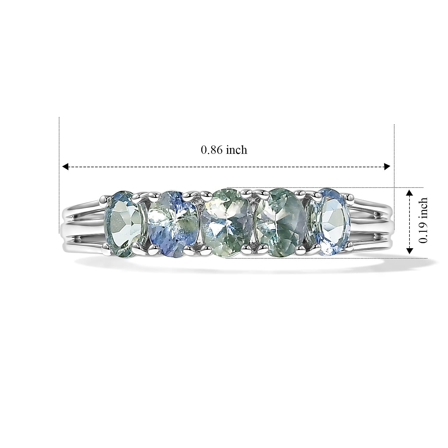 D'Joy Peacock Tanzanite 1.00 ctw Ring in Rhodium Over Sterling Silver (Size 10.0)