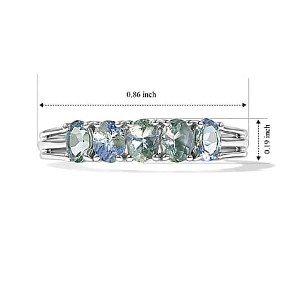 D'Joy Peacock Tanzanite 1.00 ctw Ring in Rhodium Over Sterling Silver (Size 10.0)