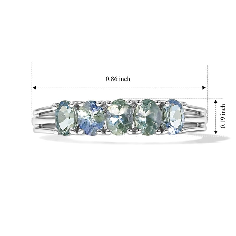 D'Joy Peacock Tanzanite 1.00 ctw Ring in Rhodium Over Sterling Silver (Size 10.0)