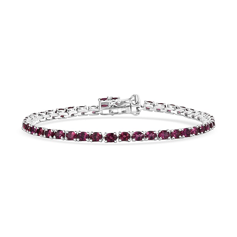 EverTrue Orissa Rhodolite Garnet 7.50 ctw Timeless Tennis Bracelet in Platinum Bond (6.50 In)