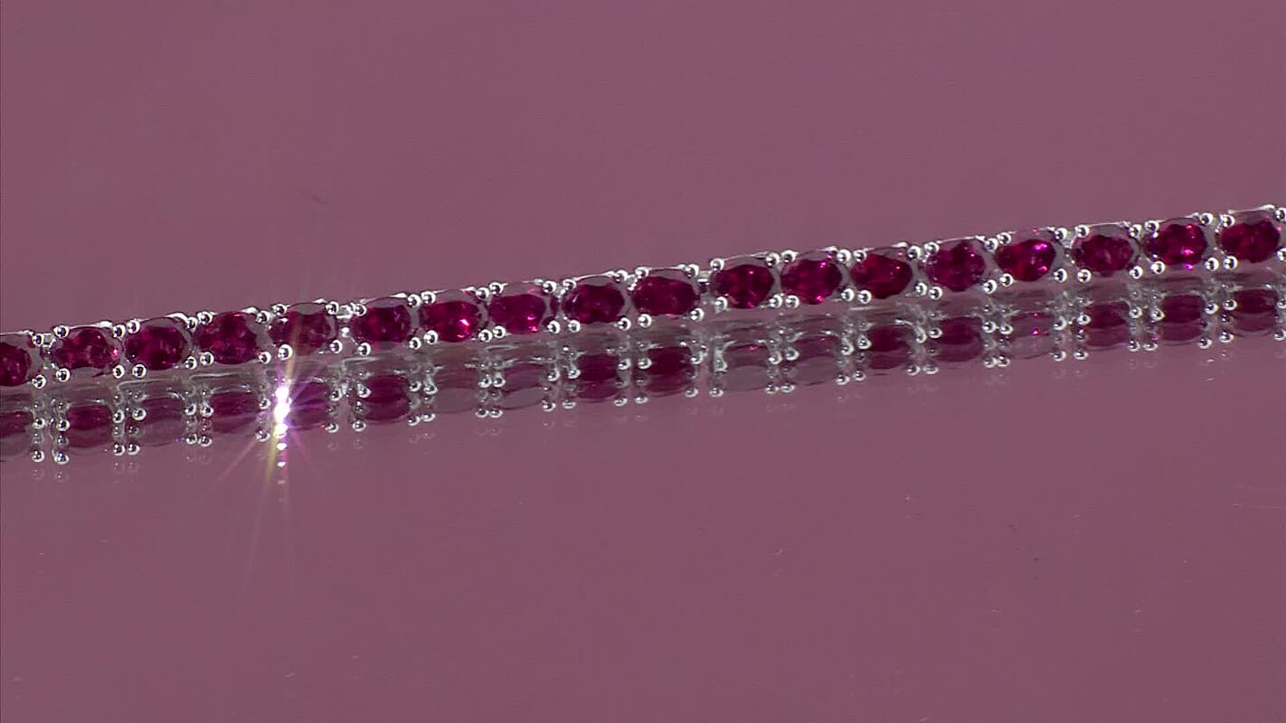 EverTrue Orissa Rhodolite Garnet Timeless Tennis Bracelet in Platinum Bond (8.00 In) 8.10 ctw