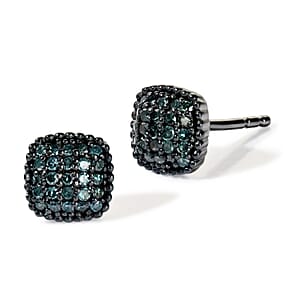 EverTrue Blue Diamond 0.20 ctw Sunburst Studs Earrings in Platinum Bond