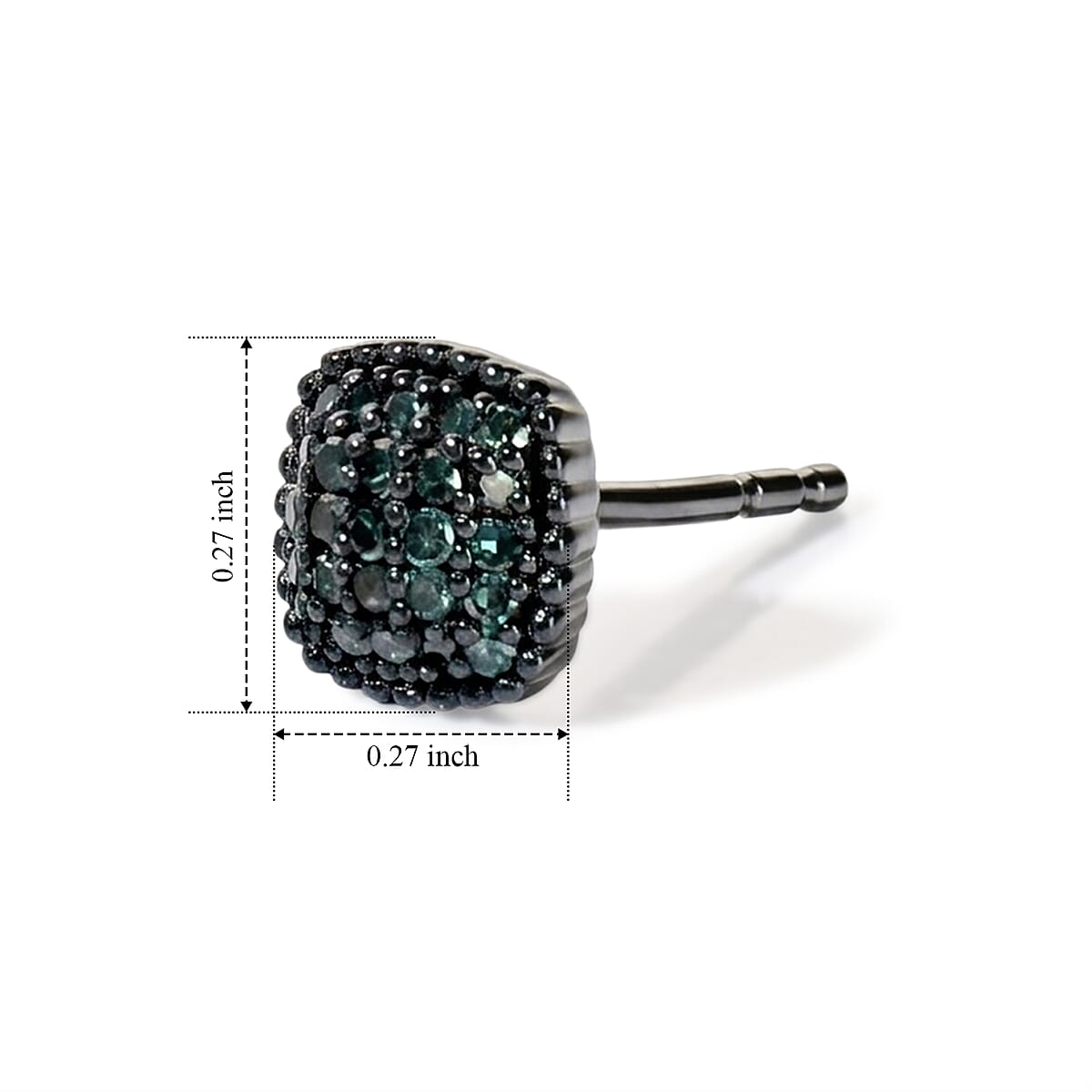 EverTrue Blue Diamond 0.20 ctw Sunburst Studs Earrings in Platinum Bond image number 3