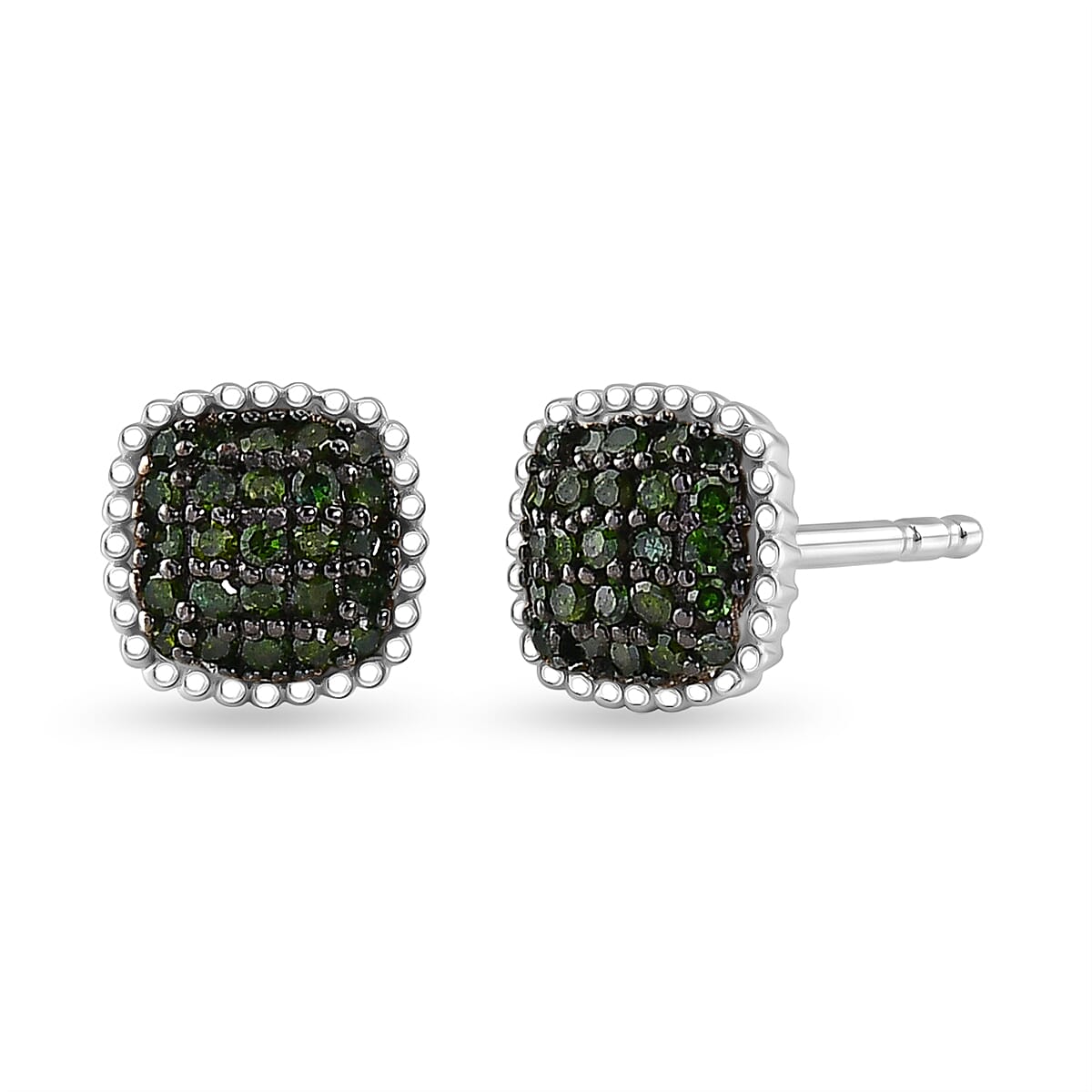 EverTrue Green Diamond (IR) 0.20 ctw Sunburst Studs Earrings in Platinum Bond