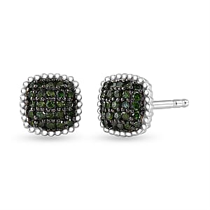 EverTrue Green Diamond (IR) 0.20 ctw Sunburst Studs Earrings in Platinum Bond
