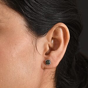 EverTrue Green Diamond (IR) 0.20 ctw Sunburst Studs Earrings in Platinum Bond