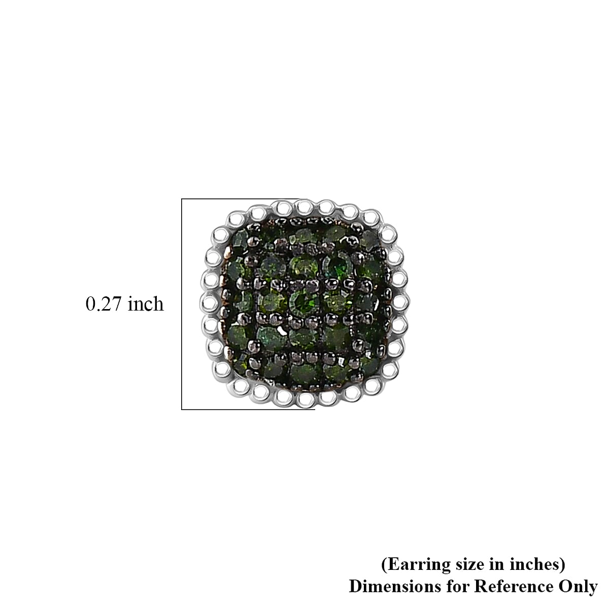 EverTrue Green Diamond (IR) 0.20 ctw Sunburst Studs Earrings in Platinum Bond