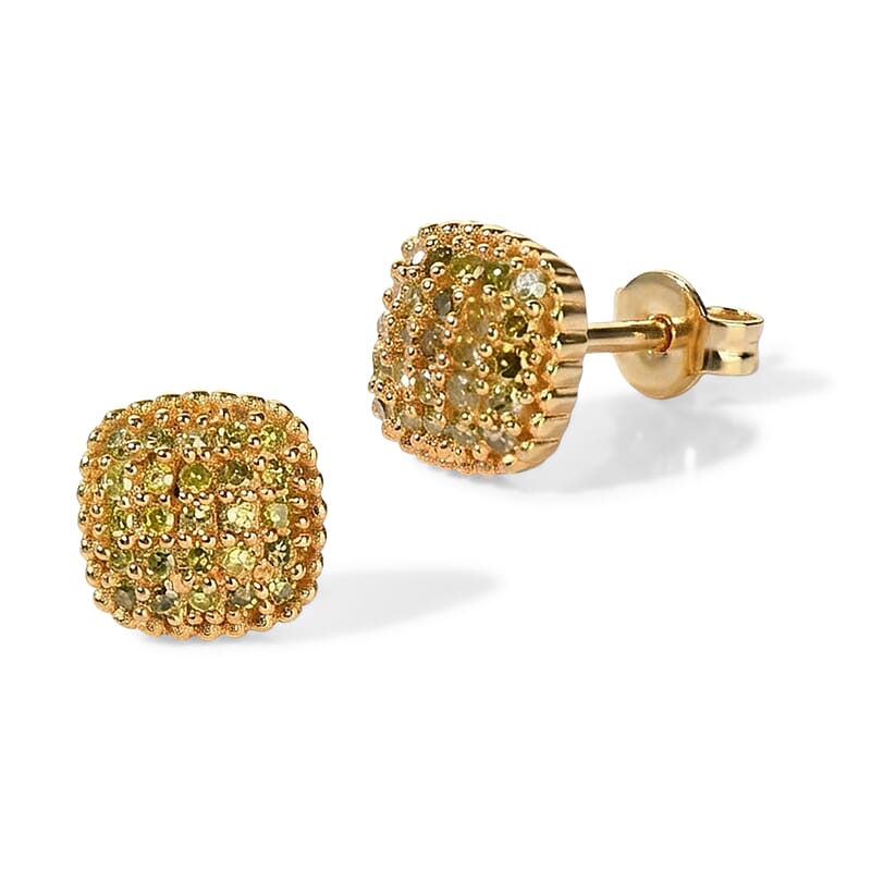 EverTrue Yellow Diamond 0.20 ctw Sunburst Studs Earrings in 18K YG Plated