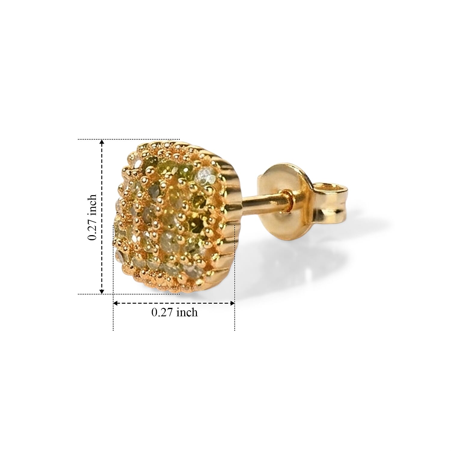 EverTrue Yellow Diamond 0.20 ctw Sunburst Studs Earrings in 18K YG Plated