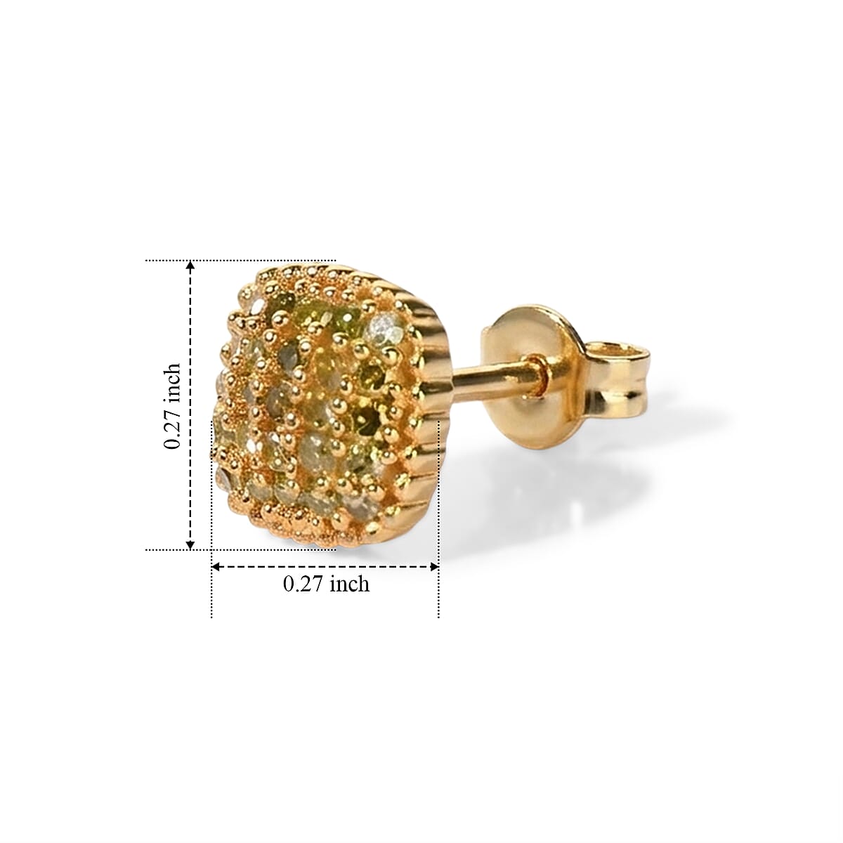 EverTrue Yellow Diamond 0.20 ctw Sunburst Studs Earrings in 18K YG Plated image number 2