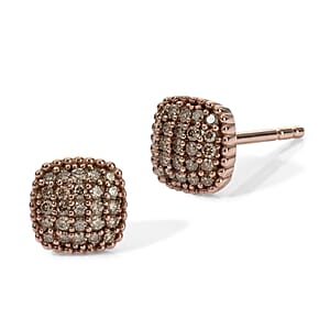 EverTrue Natural Champagne Diamond 0.20 ctw Sunburst Studs Earrings in 18K RG Plated