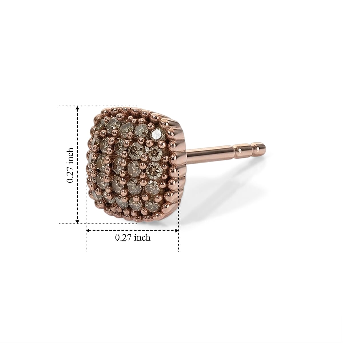 EverTrue Natural Champagne Diamond 0.20 ctw Sunburst Studs Earrings in 18K RG Plated image number 3