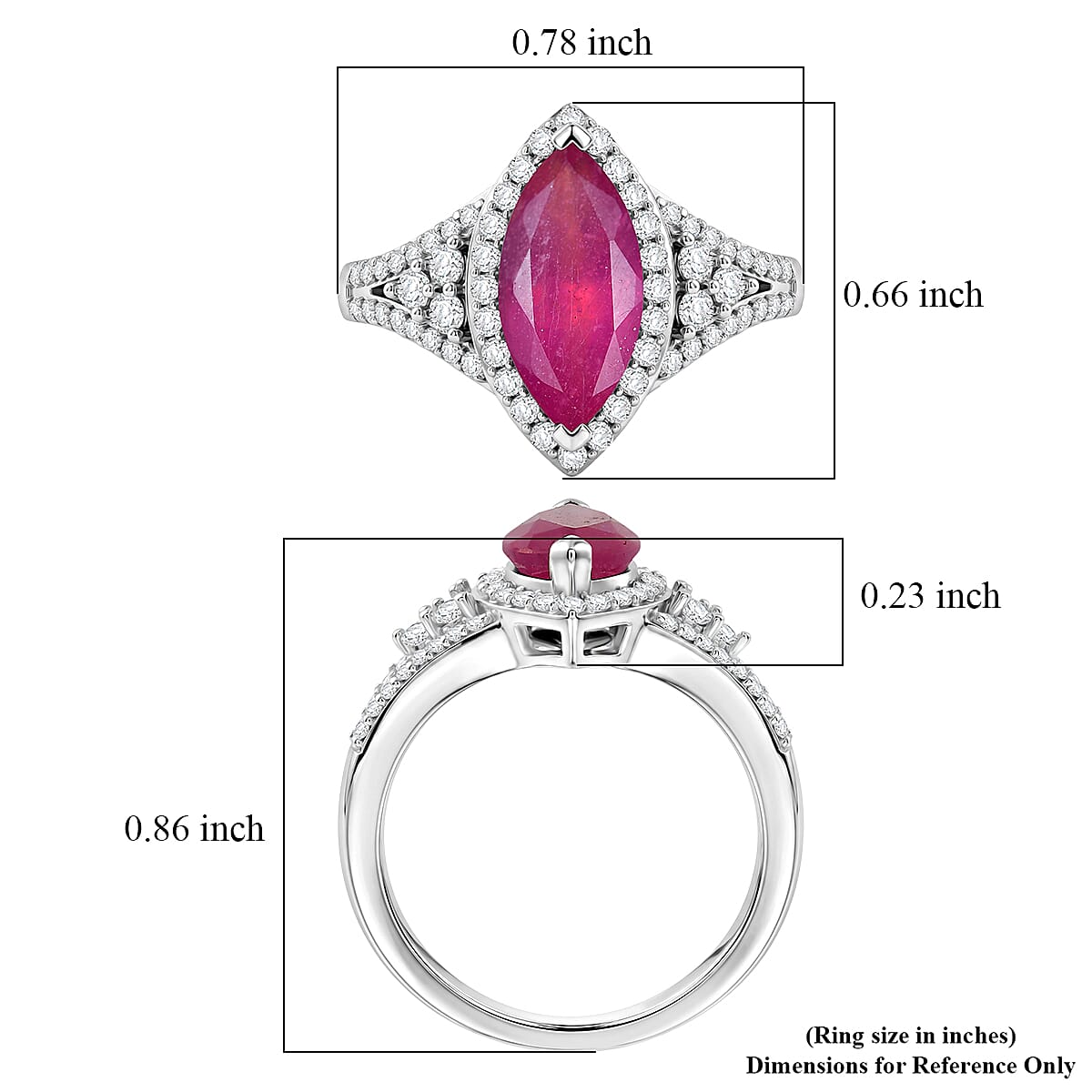 D'Joy Niassa Ruby (FF) and Moissanite 3.00 ctw Scarlet Throne Ring in Rhodium Over Sterling Silver (Size 10.0) image number 5