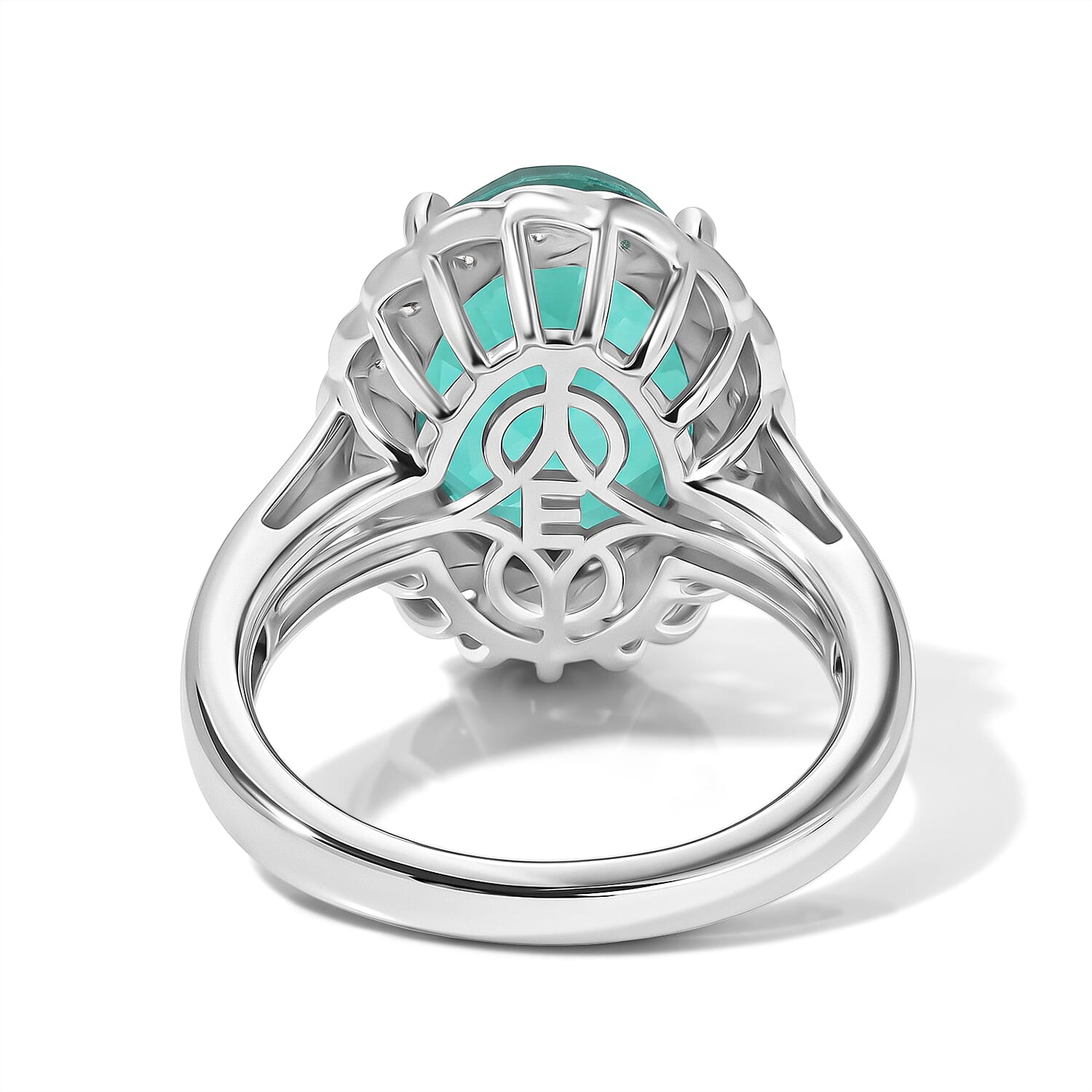 EverTrue Peacock Quartz (Triplet) and White Zircon 6.50 ctw Peacock Empress Ring in Platinum Bond (Size 6.0)
