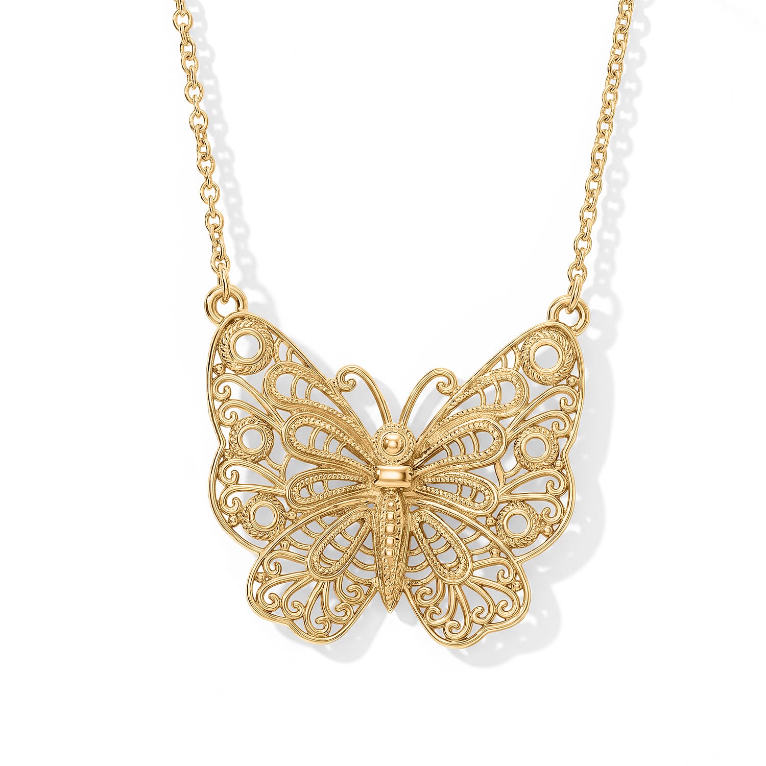 EverTrue Bronzella Collection Butterfly Necklace in 18K YG Plated Bronze 18 Inches