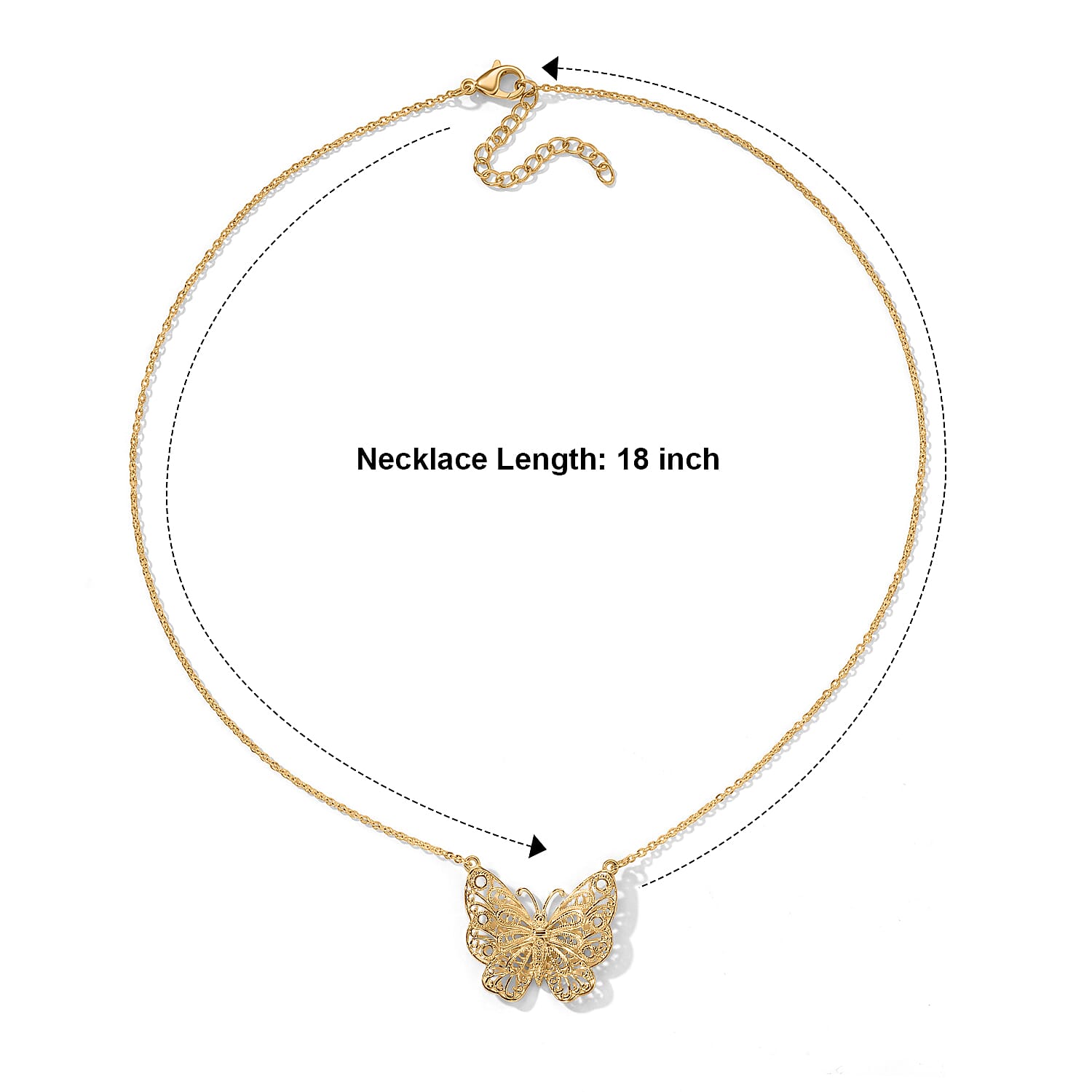 EverTrue Bronzella Collection Butterfly Necklace in 18K YG Plated Bronze 18 Inches