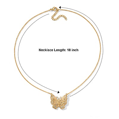 EverTrue Bronzella Collection Butterfly Necklace in 18K YG Plated Bronze 18 Inches