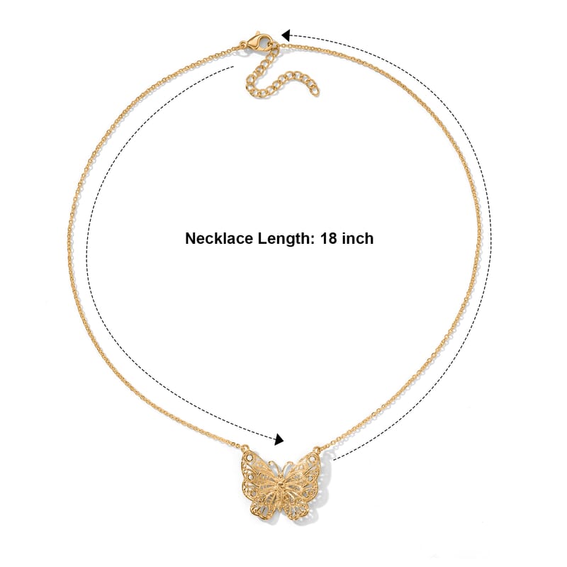 EverTrue Bronzella Collection Butterfly Necklace in 18K YG Plated Bronze 18 Inches