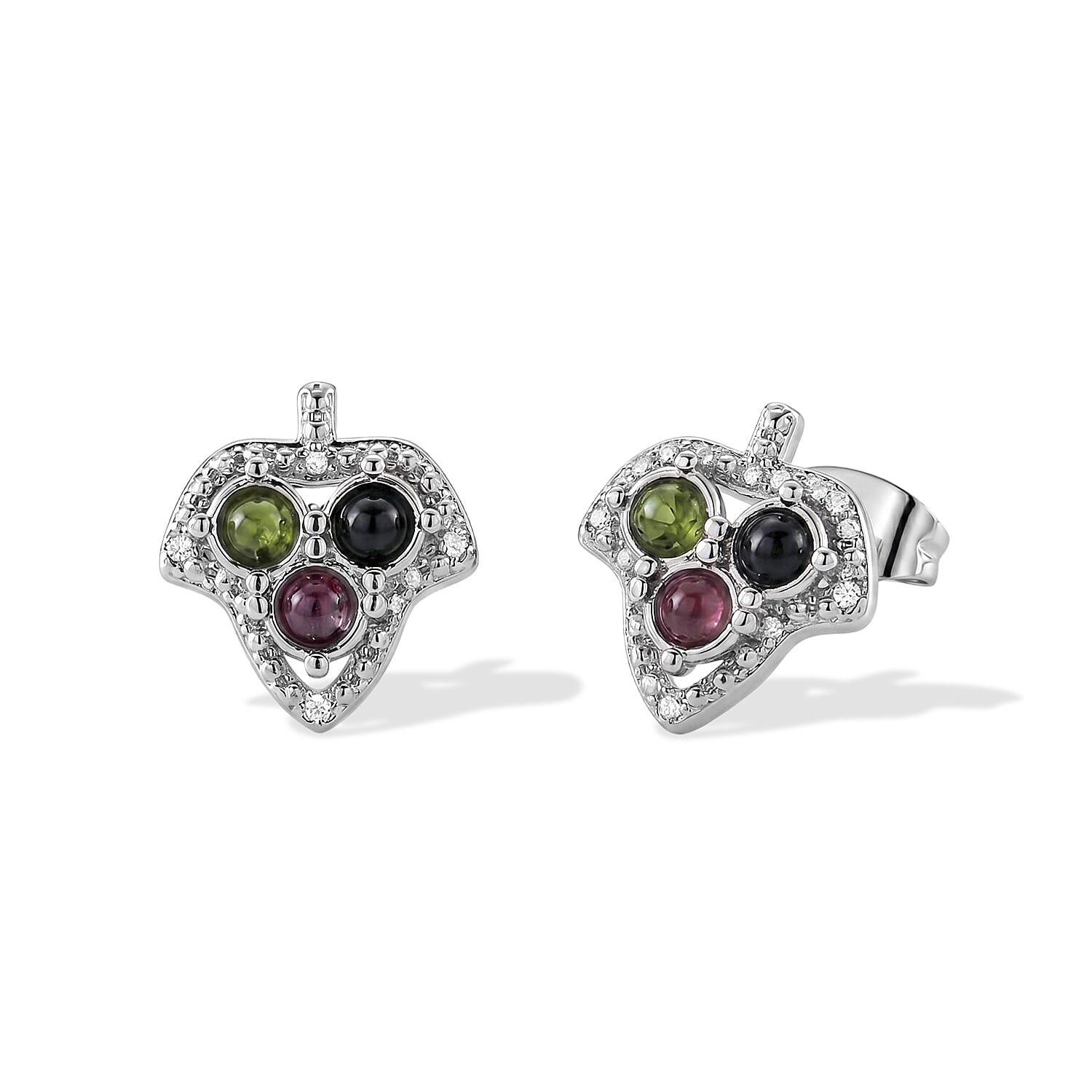 Multi-Tourmaline 0.60 ctw Earrings in Silvertone