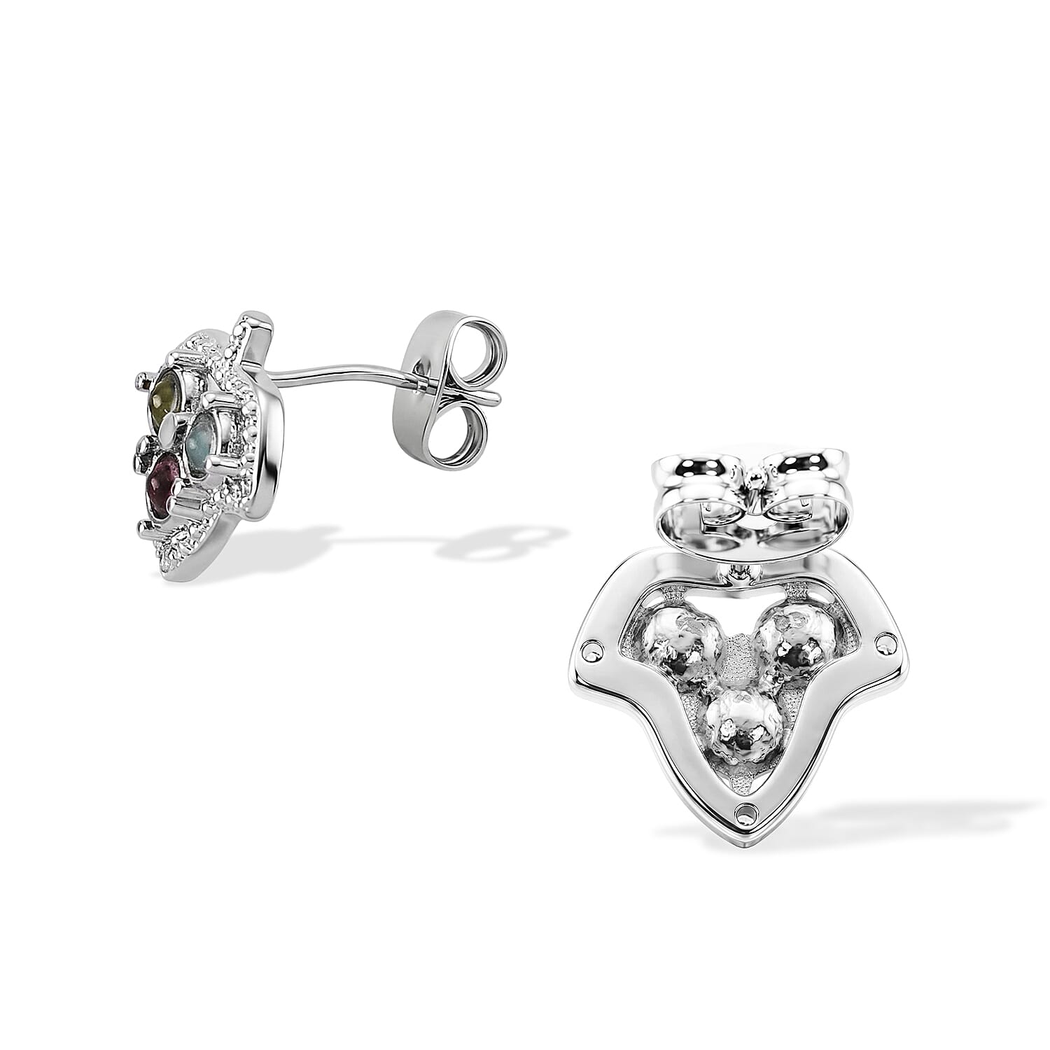 Multi-Tourmaline 0.60 ctw Earrings in Silvertone
