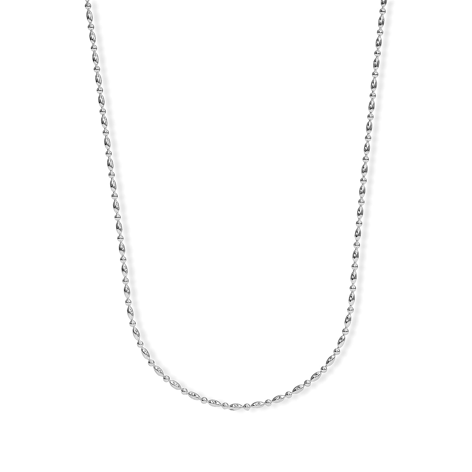 Italian 0.4mm CPOV JZ Moon Chain Necklace in Rhodium Over Sterling Silver 4.45 Grams 18 Inches