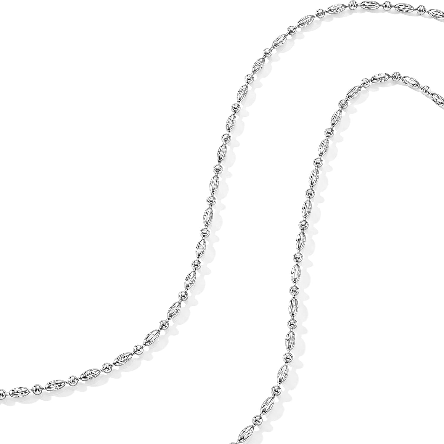 Italian 0.4mm CPOV JZ Moon Chain Necklace in Rhodium Over Sterling Silver 4.45 Grams 18 Inches