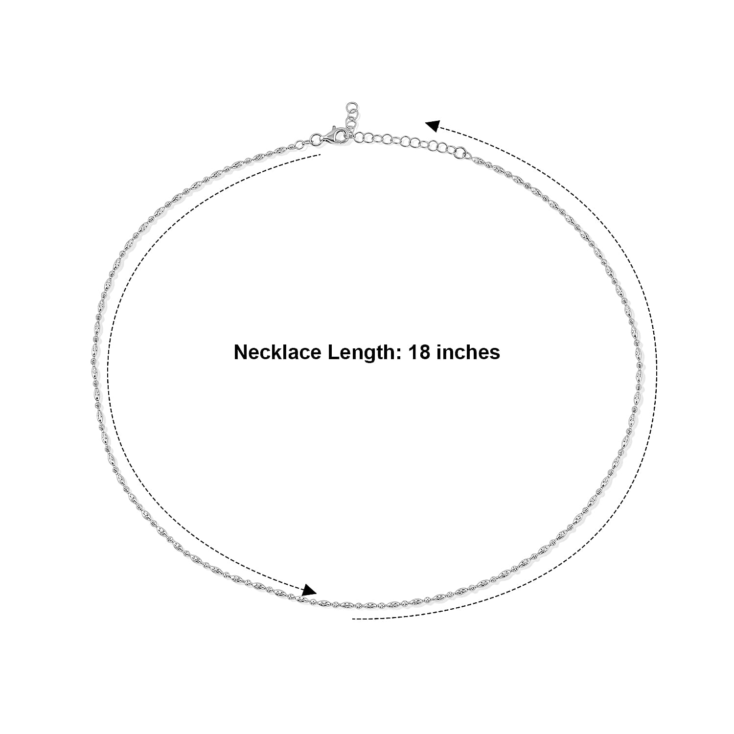 Italian 0.4mm CPOV JZ Moon Chain Necklace in Rhodium Over Sterling Silver 4.45 Grams 18 Inches