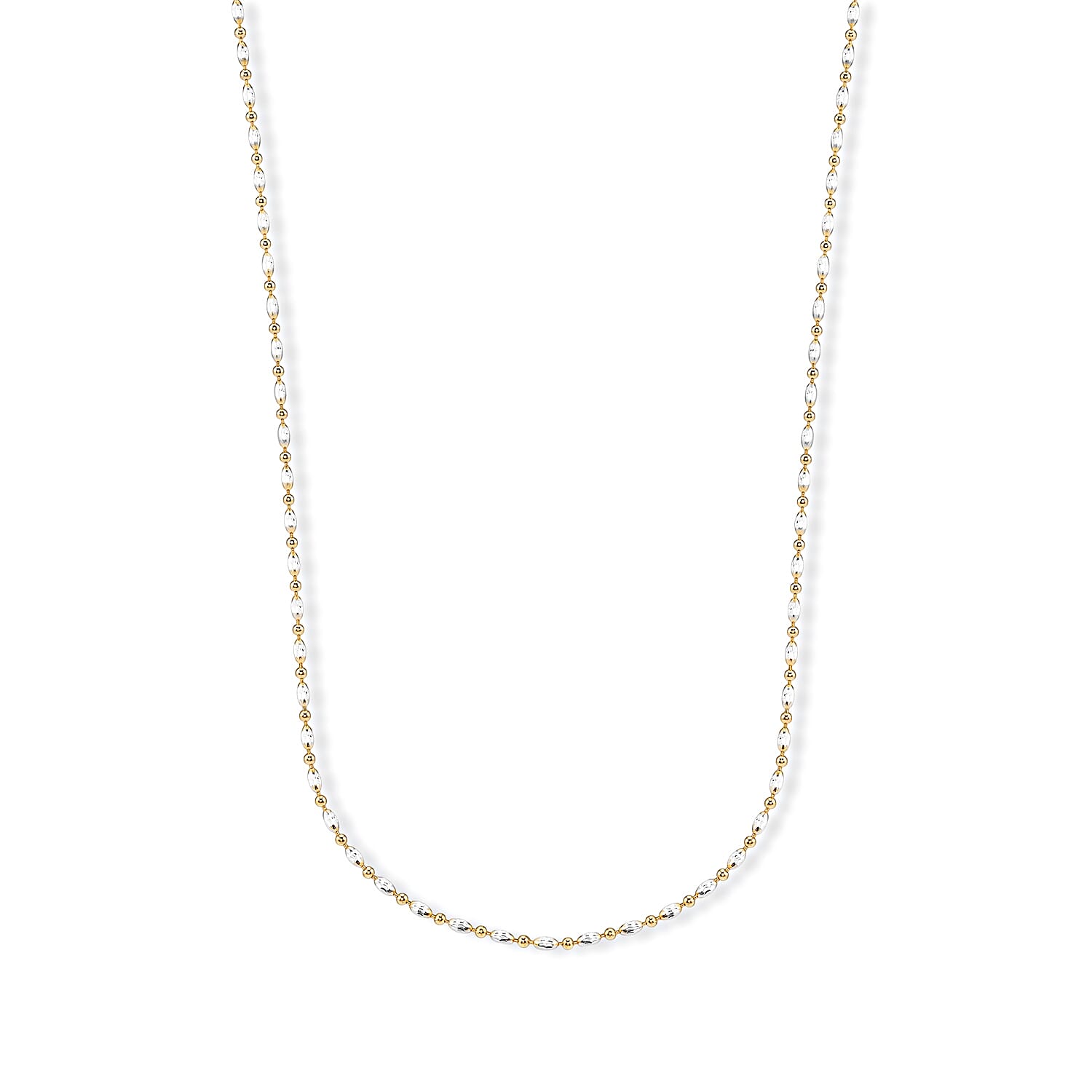 Italian 0.4mm CPOV JZ Moon Chain Necklace 14K YG Over and Sterling Silver 4.45 Grams 18 Inches
