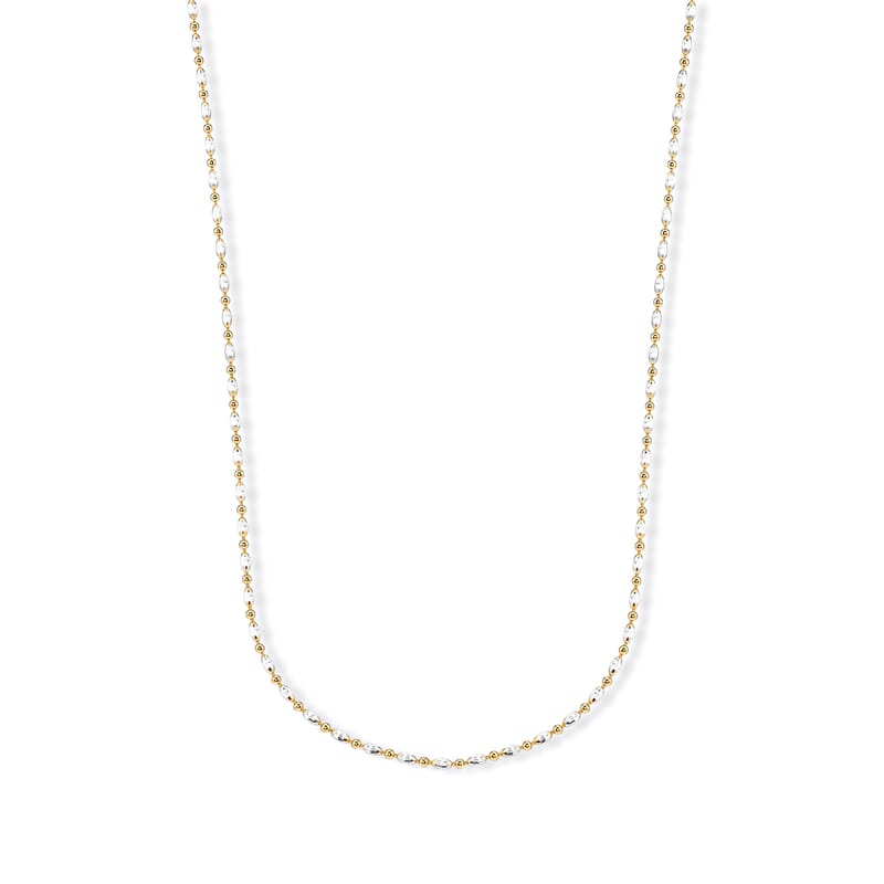 Italian 0.4mm CPOV JZ Moon Chain Necklace 14K YG Over and Sterling Silver 4.45 Grams 18 Inches