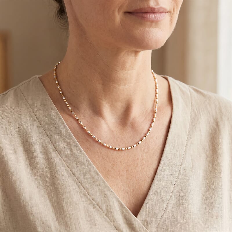 Italian 0.4mm CPOV JZ Moon Chain Necklace 14K YG Over and Sterling Silver 4.45 Grams 18 Inches