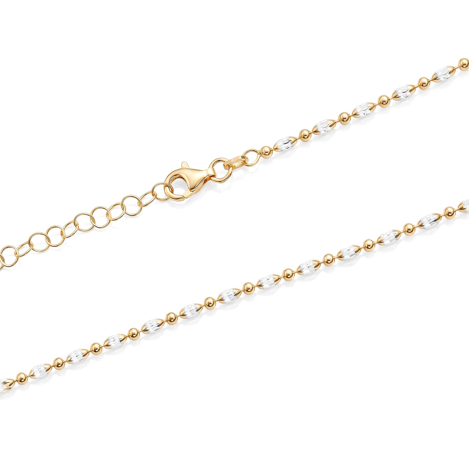 Italian 0.4mm CPOV JZ Moon Chain Necklace 14K YG Over and Sterling Silver 4.45 Grams 18 Inches