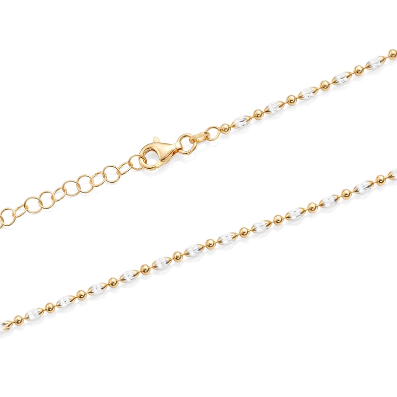 Italian 0.4mm CPOV JZ Moon Chain Necklace 14K YG Over and Sterling Silver 4.45 Grams 18 Inches
