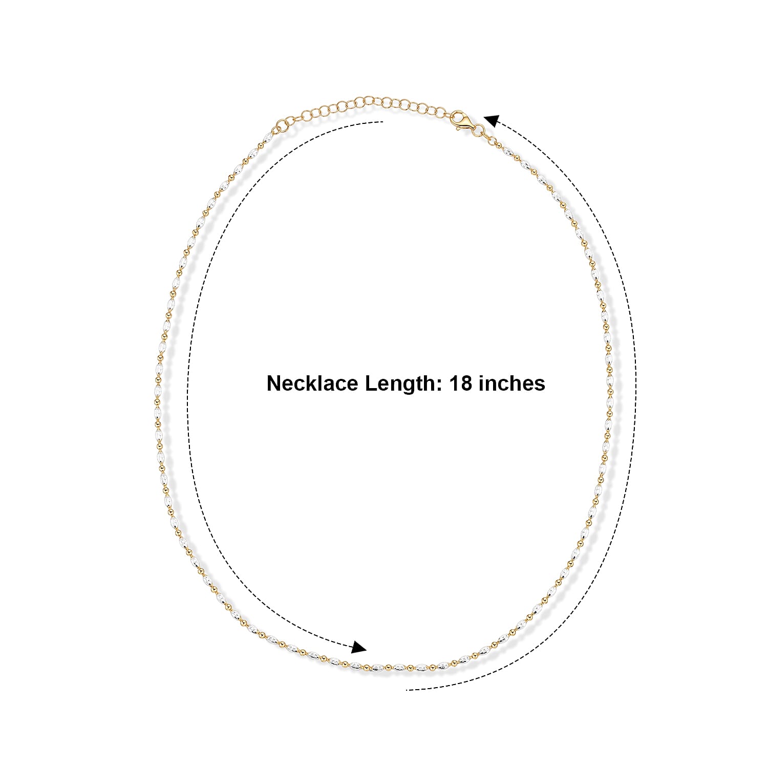 Italian 0.4mm CPOV JZ Moon Chain Necklace 14K YG Over and Sterling Silver 4.45 Grams 18 Inches