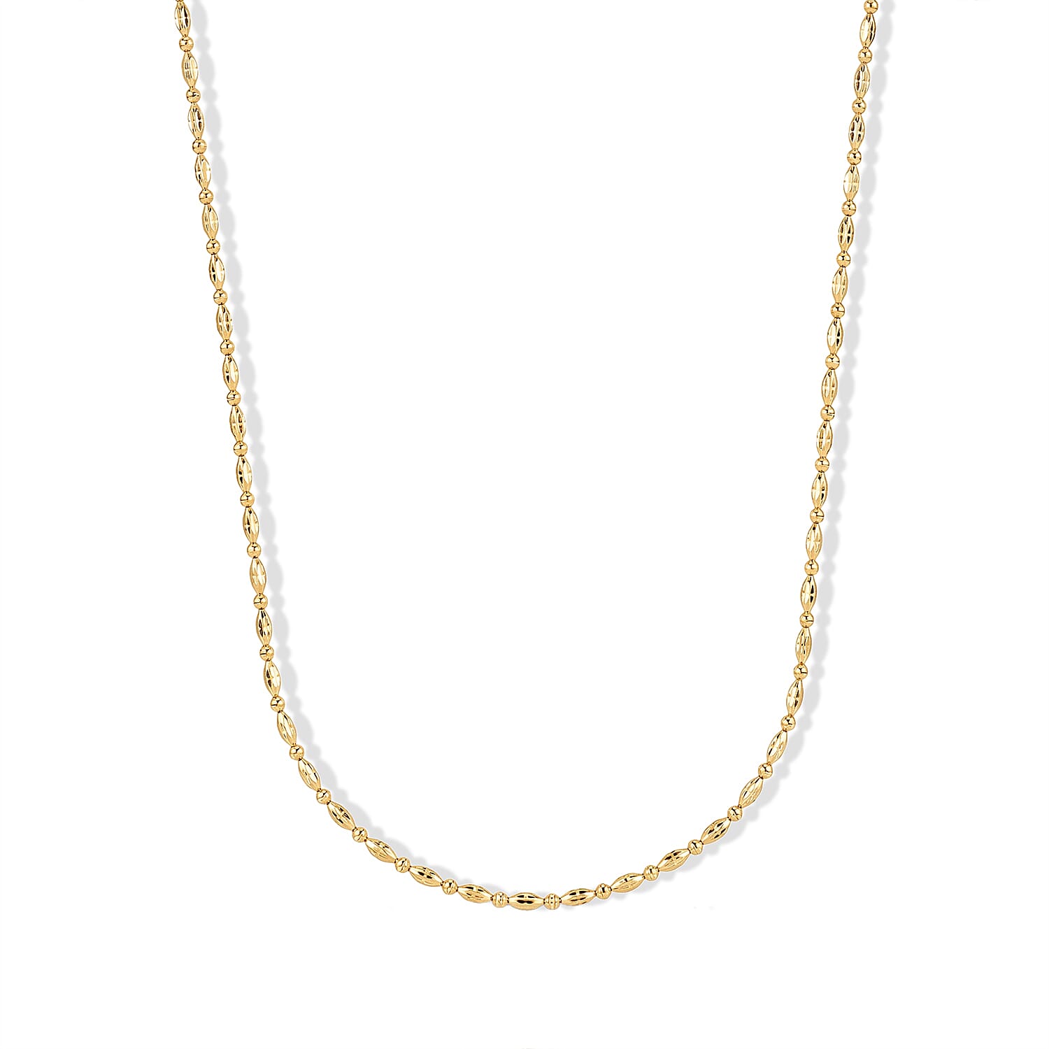 Italian 0.4mm Cpov JZ Moon Necklace in 14K Yellow Gold Over Sterling Silver 18 Inches 4.45 Grams