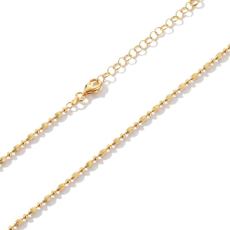 Italian 0.4mm Cpov JZ Moon Necklace in 14K Yellow Gold Over Sterling Silver 18 Inches 4.45 Grams