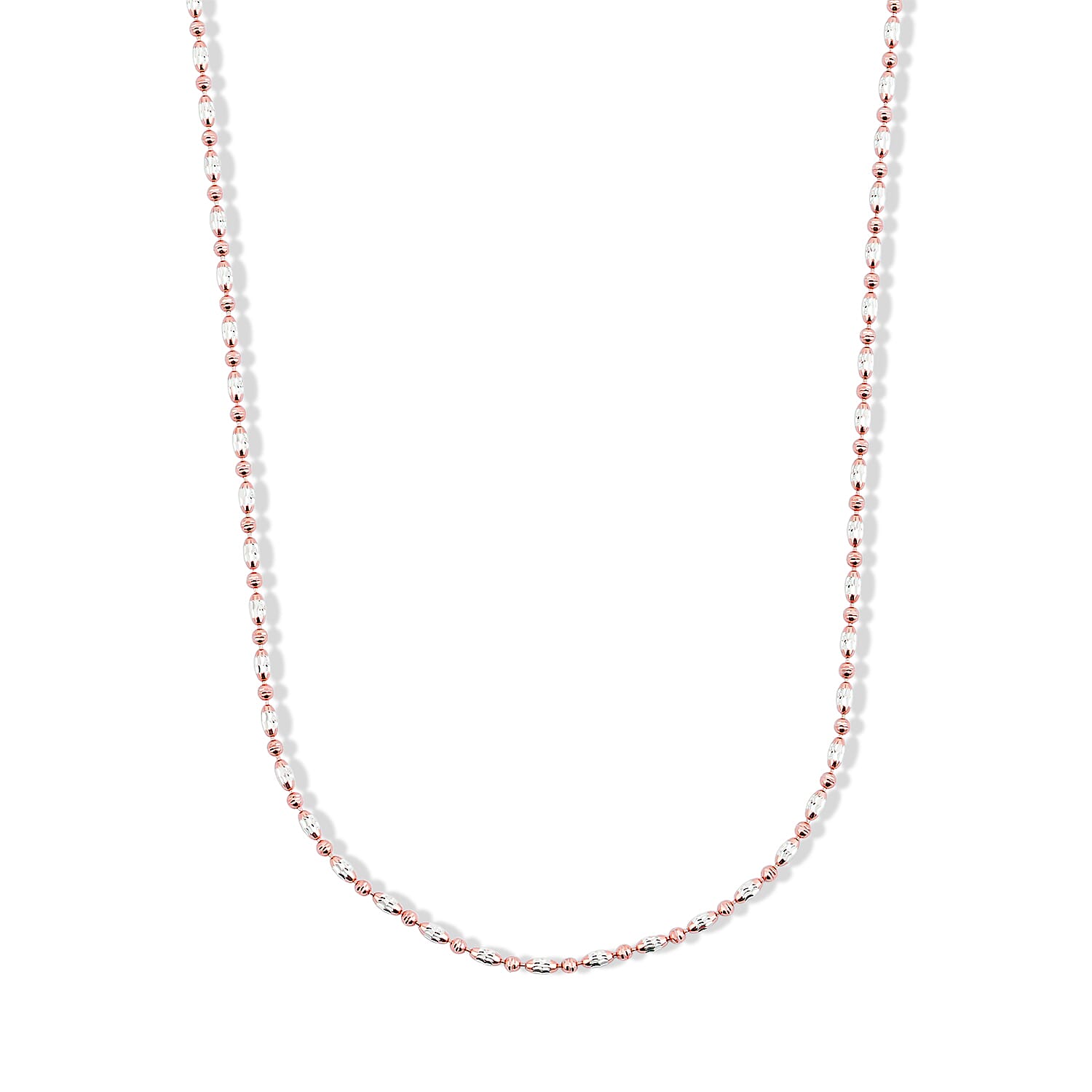 Italian 0.4mm CPOV JZ Moon Chain Necklace in 14K RG Over and Sterling Silver 4.45 Grams 18 Inches