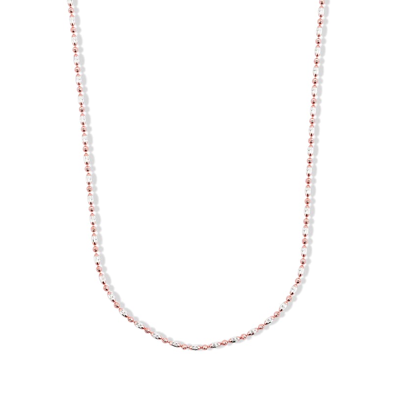 Italian 0.4mm CPOV JZ Moon Chain Necklace in 14K RG Over and Sterling Silver 4.45 Grams 18 Inches