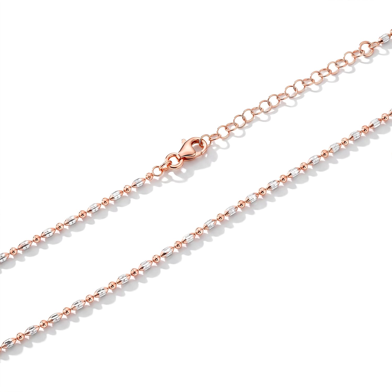Italian 0.4mm CPOV JZ Moon Chain Necklace in 14K RG Over and Sterling Silver 4.45 Grams 18 Inches