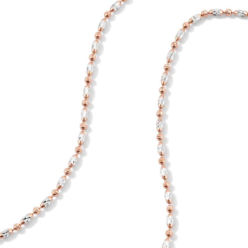 Italian 0.4mm CPOV JZ Moon Chain Necklace in 14K RG Over and Sterling Silver 4.45 Grams 18 Inches