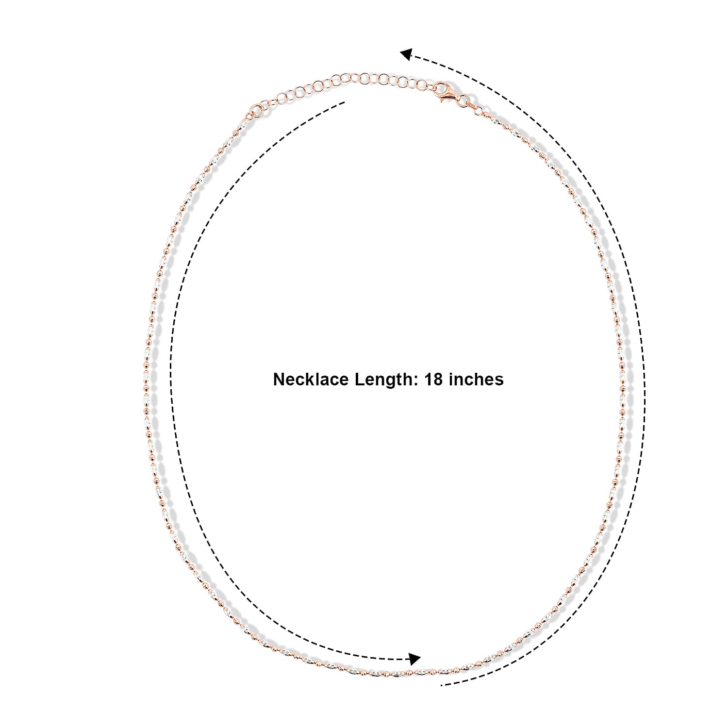 Italian 0.4mm CPOV JZ Moon Chain Necklace in 14K RG Over and Sterling Silver 4.45 Grams 18 Inches
