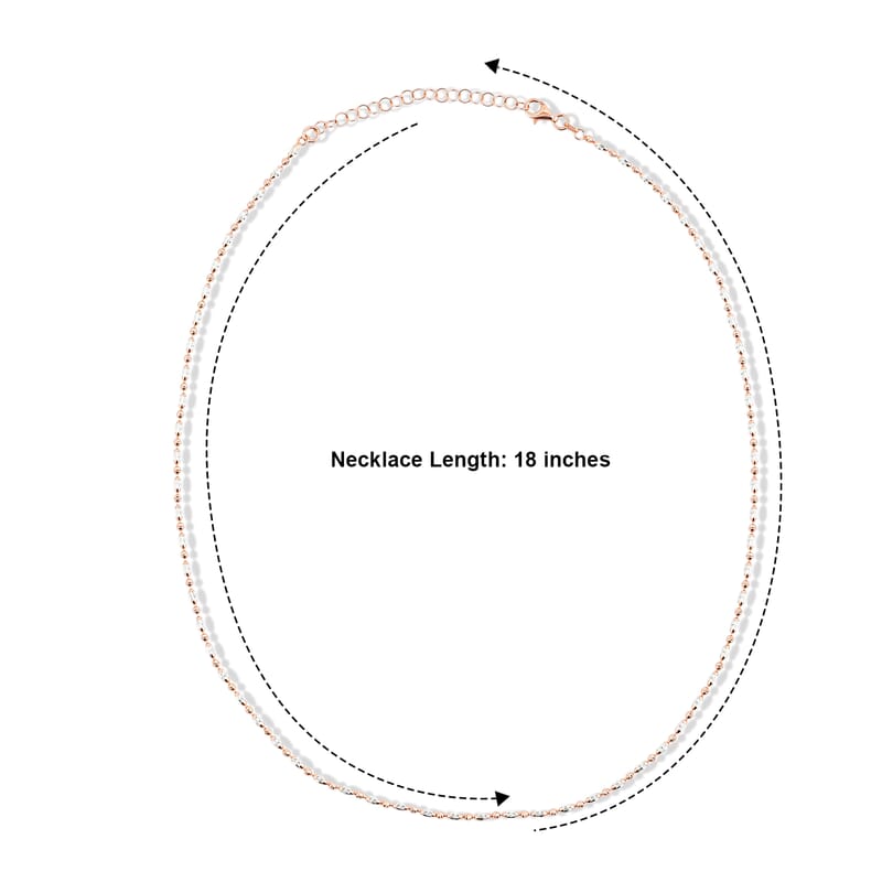Italian 0.4mm CPOV JZ Moon Chain Necklace in 14K RG Over and Sterling Silver 4.45 Grams 18 Inches