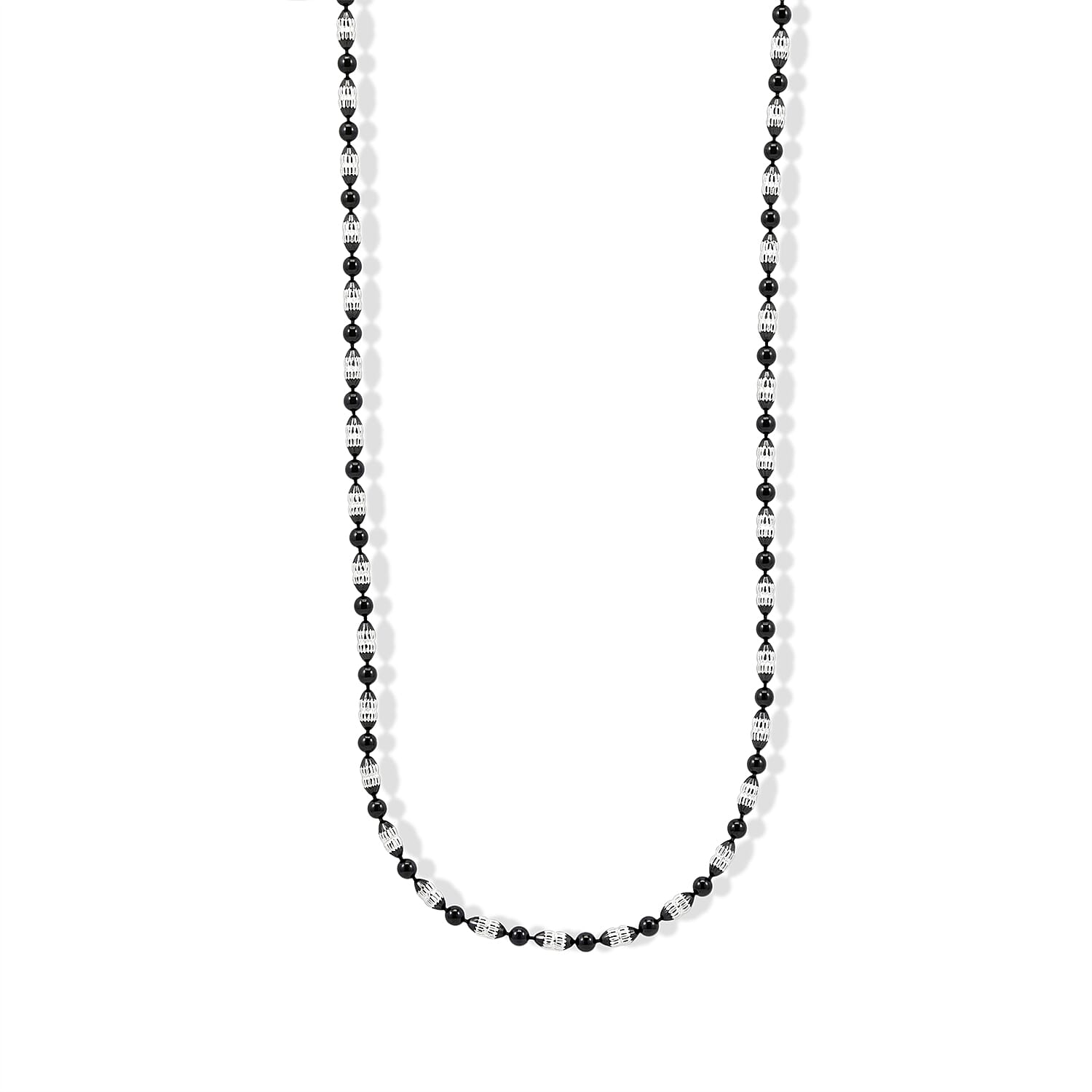 Italian 0.4mm CPOV JZ Moon Chain Necklace in Black Rhodium and Sterling Silver 4.45 Grams 18 Inches