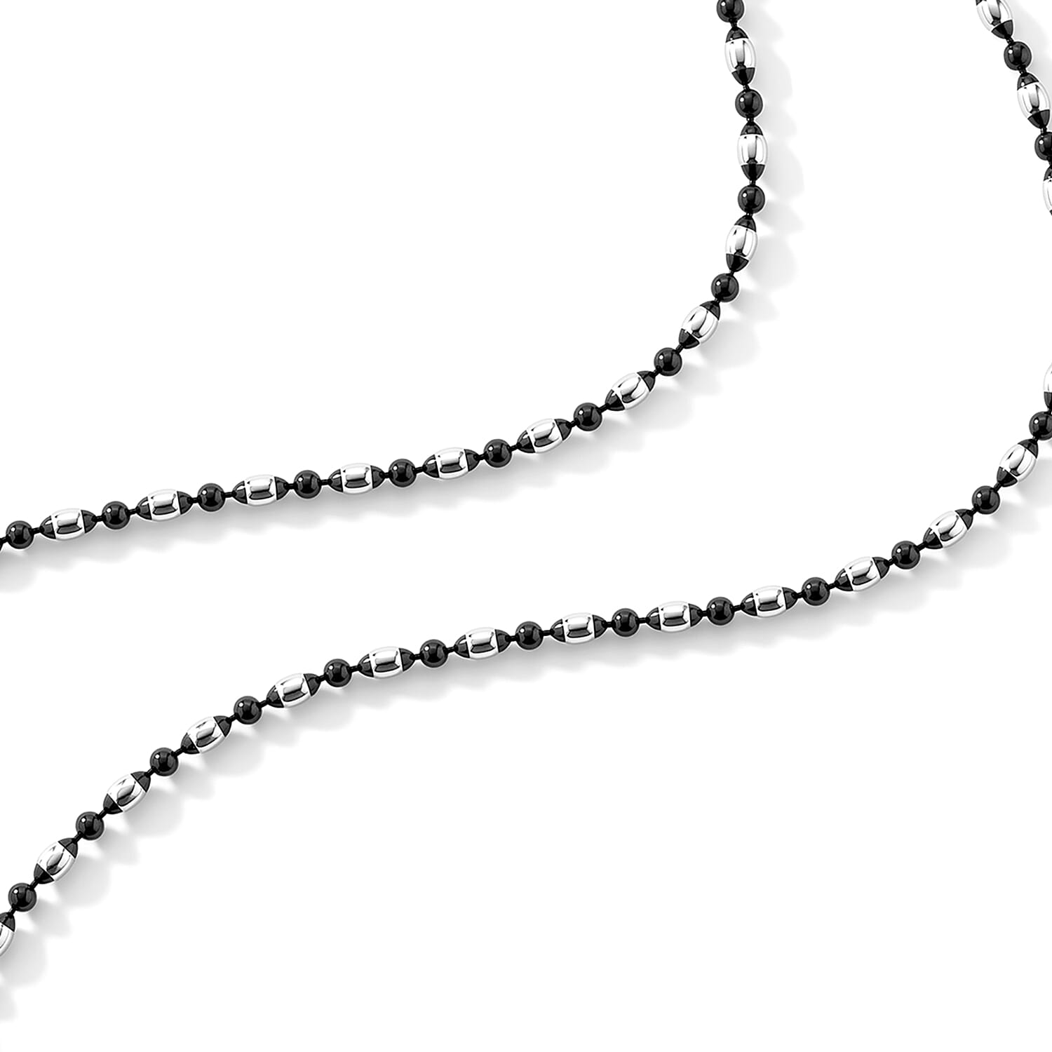 Italian 0.4mm CPOV JZ Moon Chain Necklace in Black Rhodium and Sterling Silver 4.45 Grams 18 Inches
